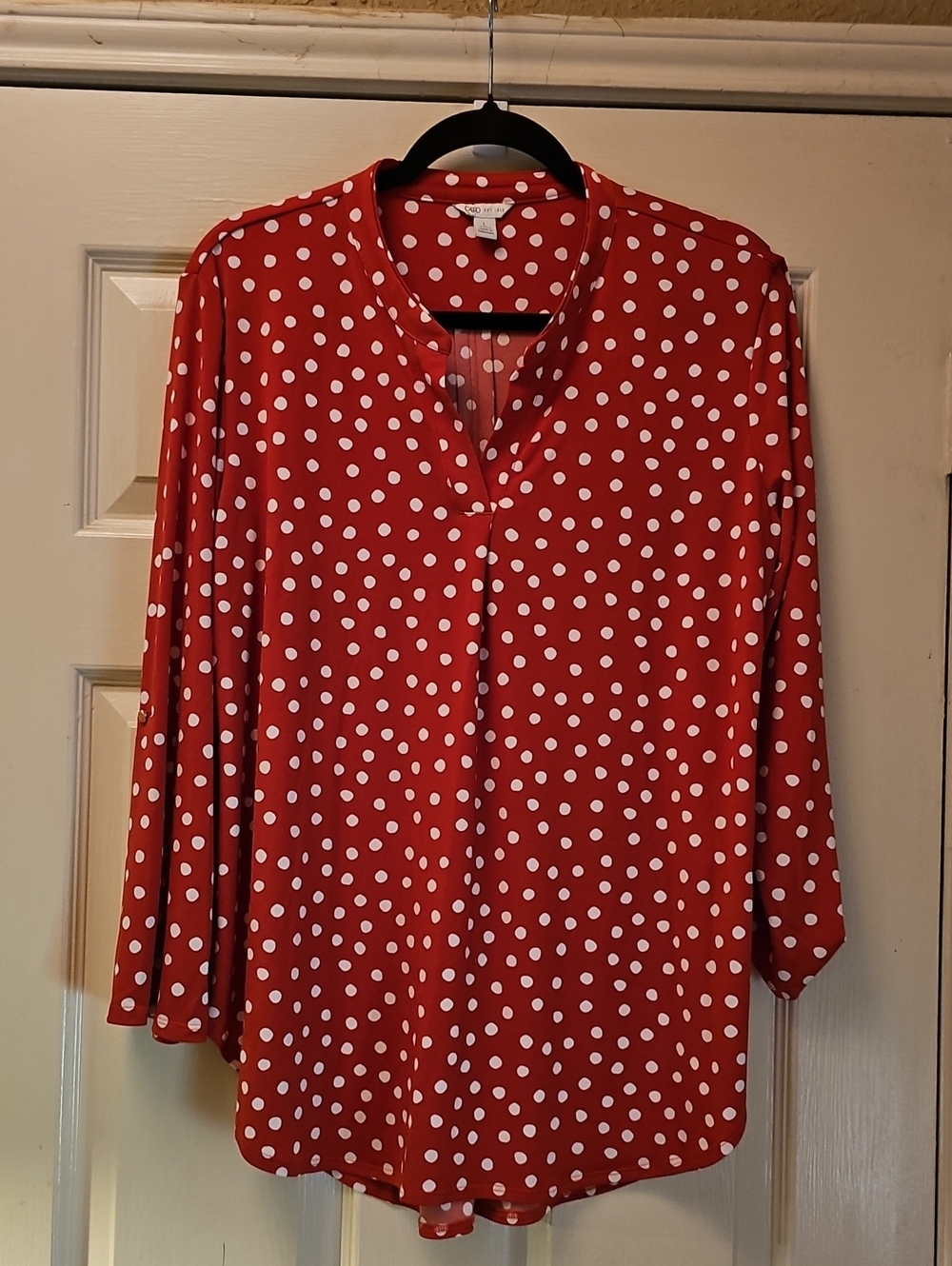 Cato Red Blouse with White Polka Dots